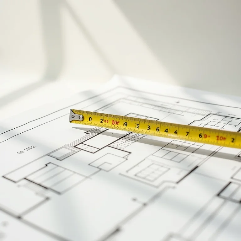 Planta baixa de quarto com fita métrica