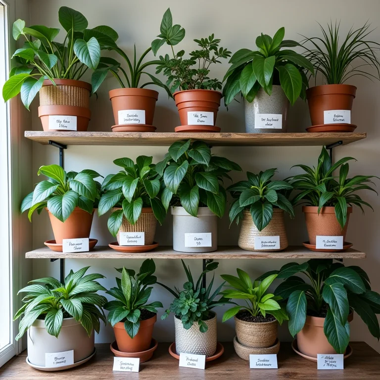 Plantas com etiquetas de níveis de luz.