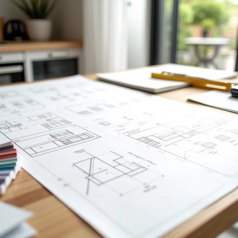 Plantas de iluminação em uma mesa de cozinha moderna
