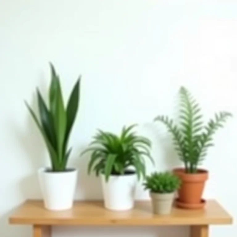 Plantas em vasos decorando uma prateleira