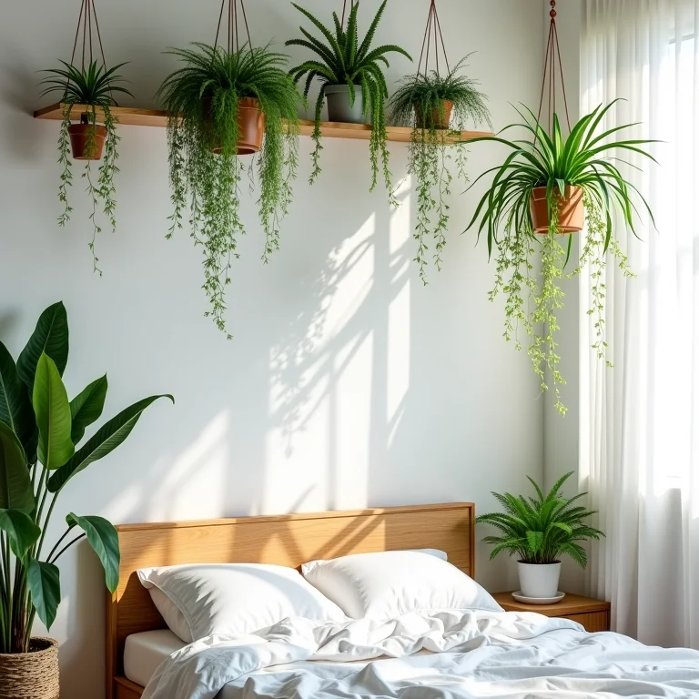 Plantas seguras e não tóxicas em um quarto iluminado.