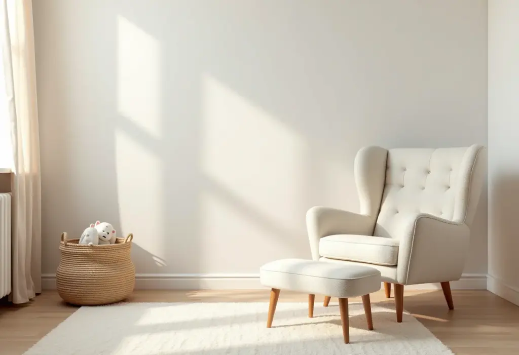 Poltrona de amamentação em quarto de bebê aconchegante