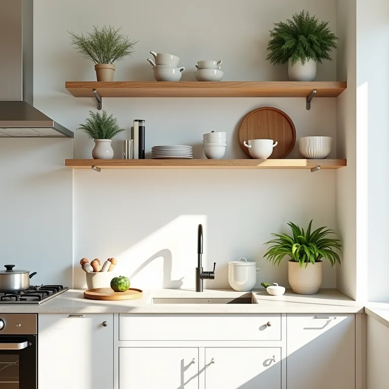 Prateleiras abertas decoradas com estilo e funcionalidade