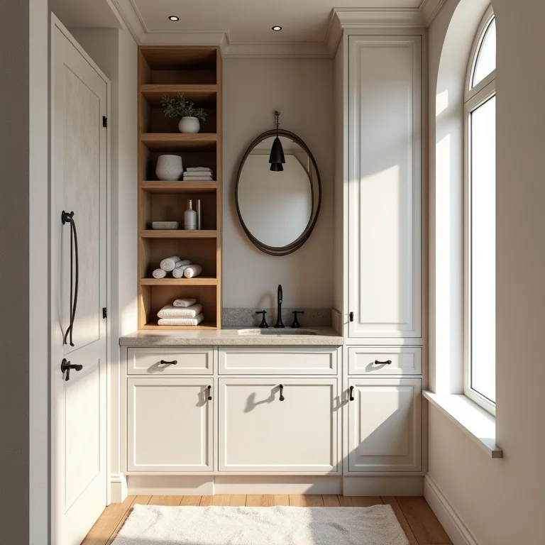 Prateleiras e nichos em banheiro pequeno