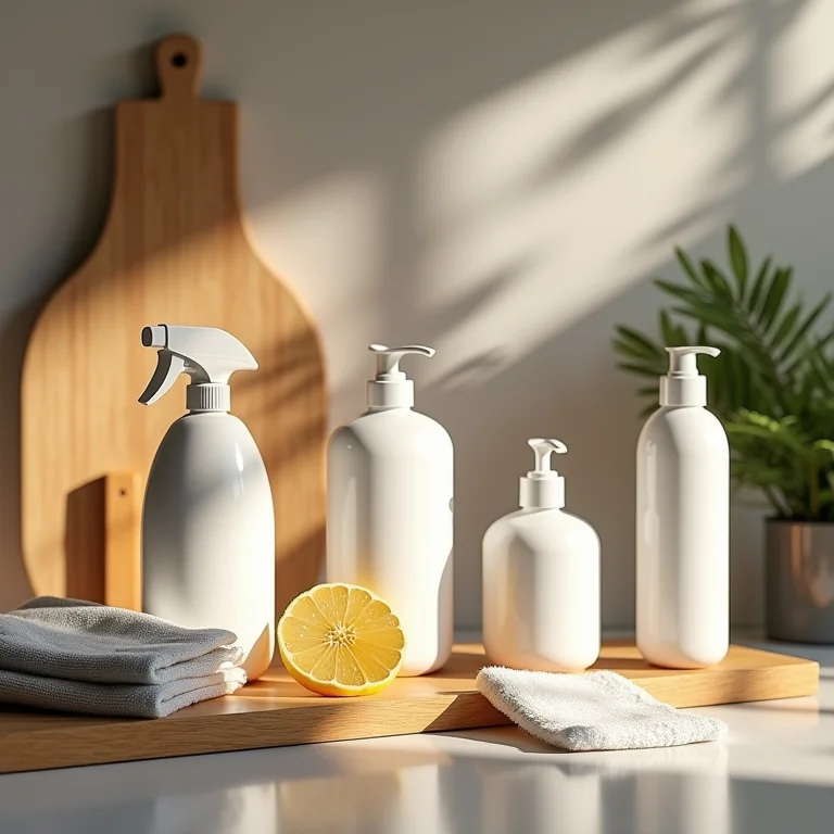 Produtos de limpeza e utensílios para diferentes materiais de cozinha