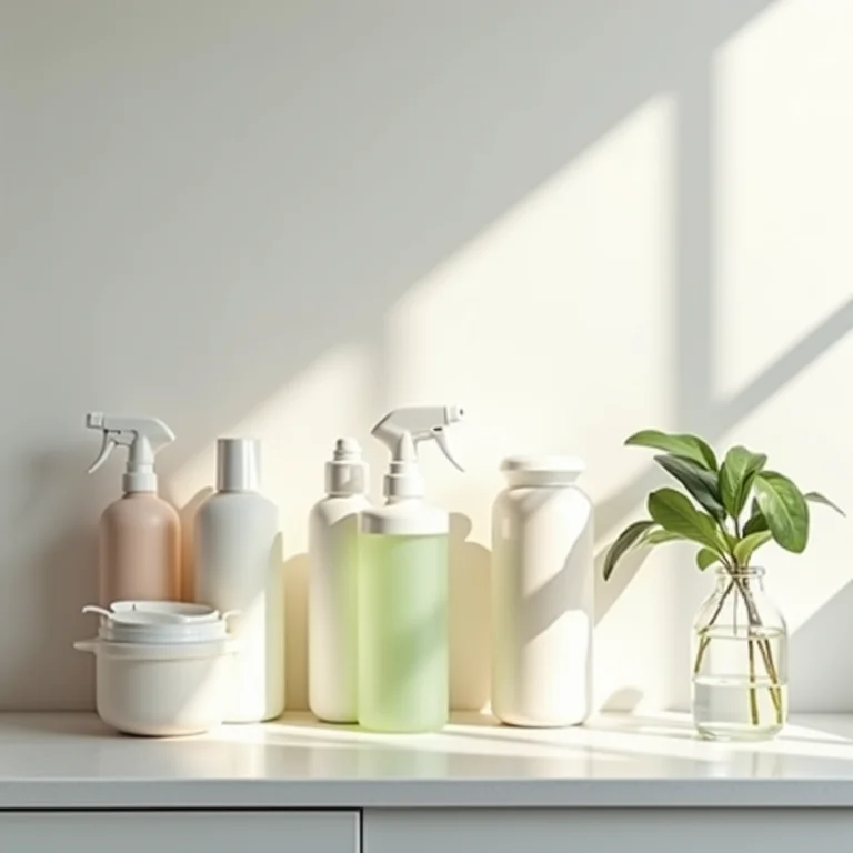 Produtos de limpeza organizados no banheiro