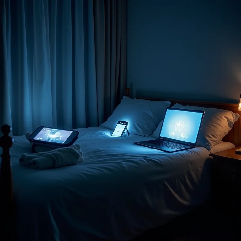 Quarto com excesso de eletrônicos, representando distração e perturbação do sono no Feng Shui.