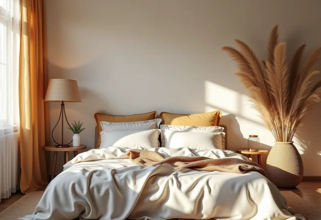 Decoração Boho Quarto Casal: 5 Erros Que Você Precisa Evitar Quarto de casal decorado em estilo boho com cores quentes e iluminação suave