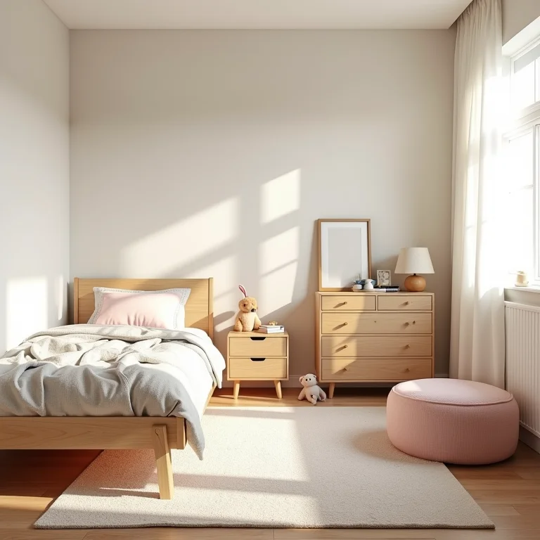 Quarto de menino com mobiliário inadequado, dificultando a funcionalidade do espaço.