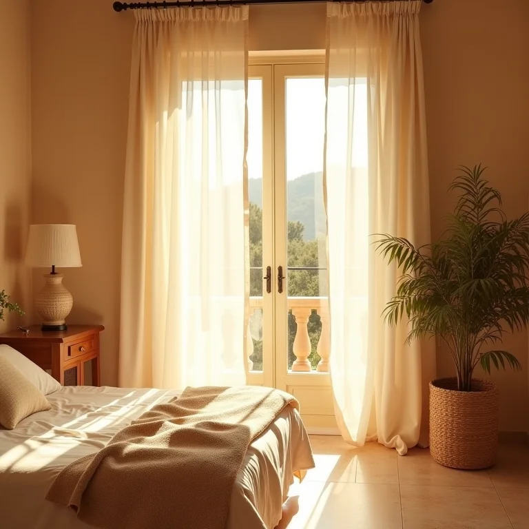 Quarto provençal ensolarado com luz natural abundante