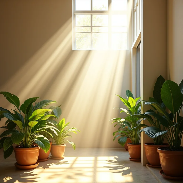 Raios de sol entrando por uma abertura zenital.