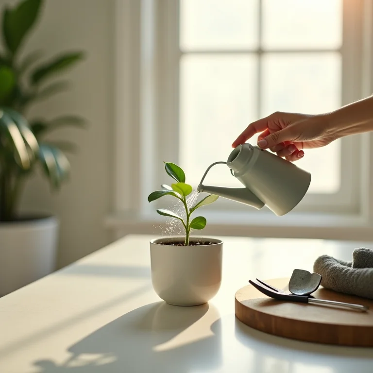 Regando planta no banheiro