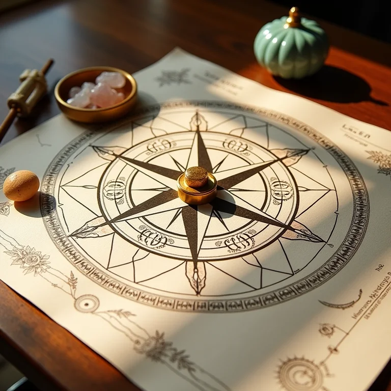 Representação visual do Baguá aplicado à planta de uma casa