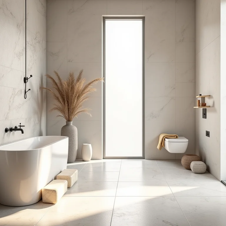 Revestimentos para banheiro de diferentes texturas e cores