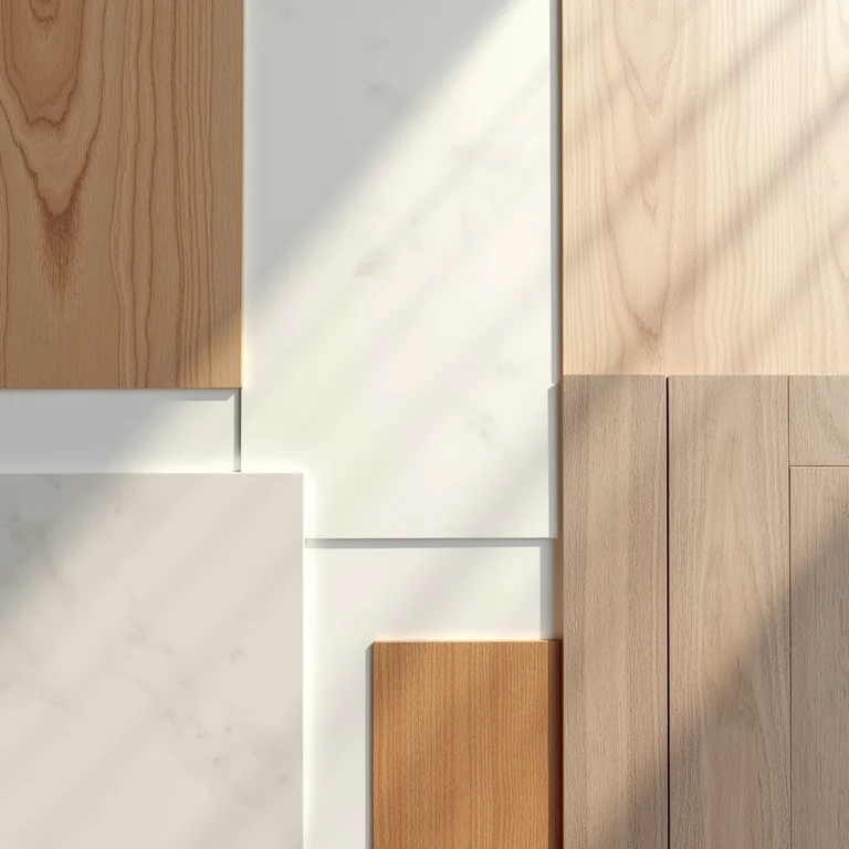 Revestimentos vinílicos para cozinha em composição flat lay