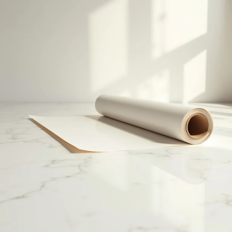 Rolo de piso vinílico em manta, mostrando sua continuidade e resistência