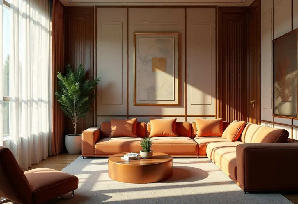 Sala de estar Art Déco com design sofisticado e atemporal
