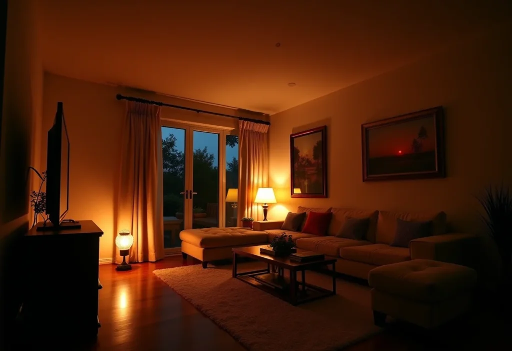 Sala de estar com iluminação indireta aconchegante