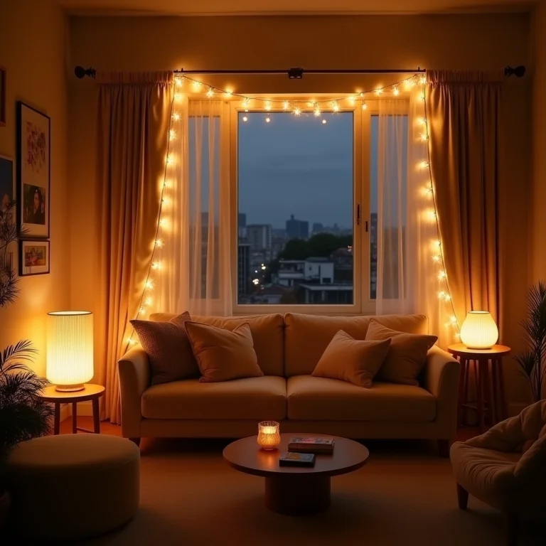 Sala de estar com iluminação indireta suave