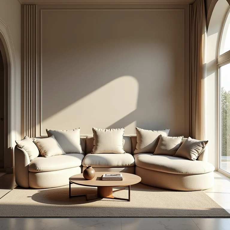 Sala de estar com móveis grandes e ornamentados