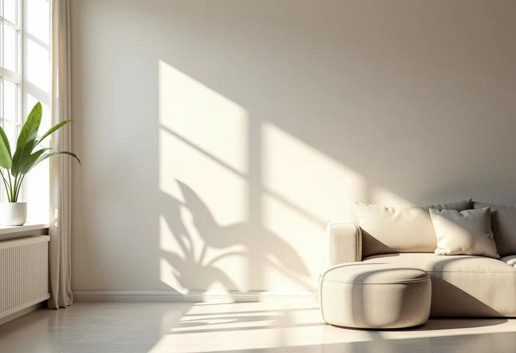 Sala de estar com paredes impecáveis pintadas com tinta acetinada