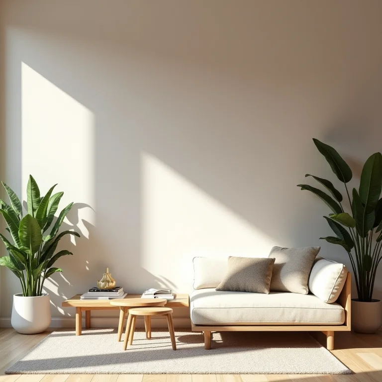 Sala de estar com paredes pintadas em tinta acetinada e decoração minimalista