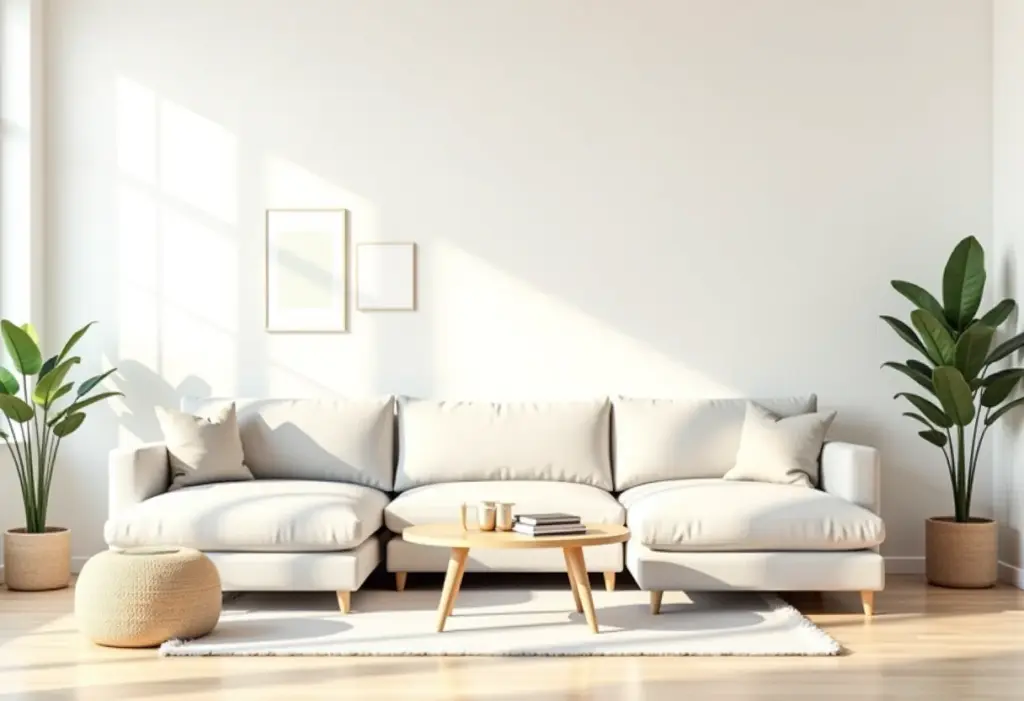 Sala de estar de apartamento alugado com decoração acessível