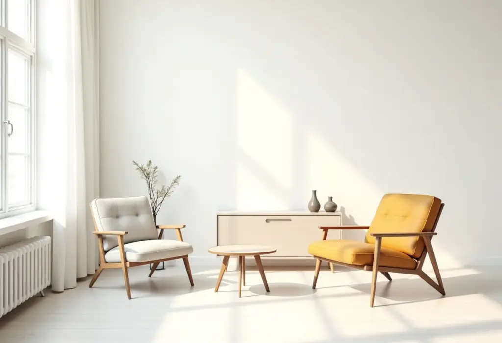 Sala de estar de apartamento pequeno decorada com estilo minimalista e funcional.