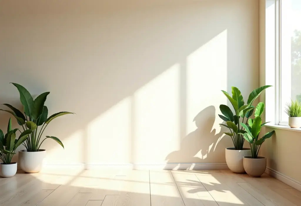 Sala de estar iluminada com paredes pintadas com tinta orgânica