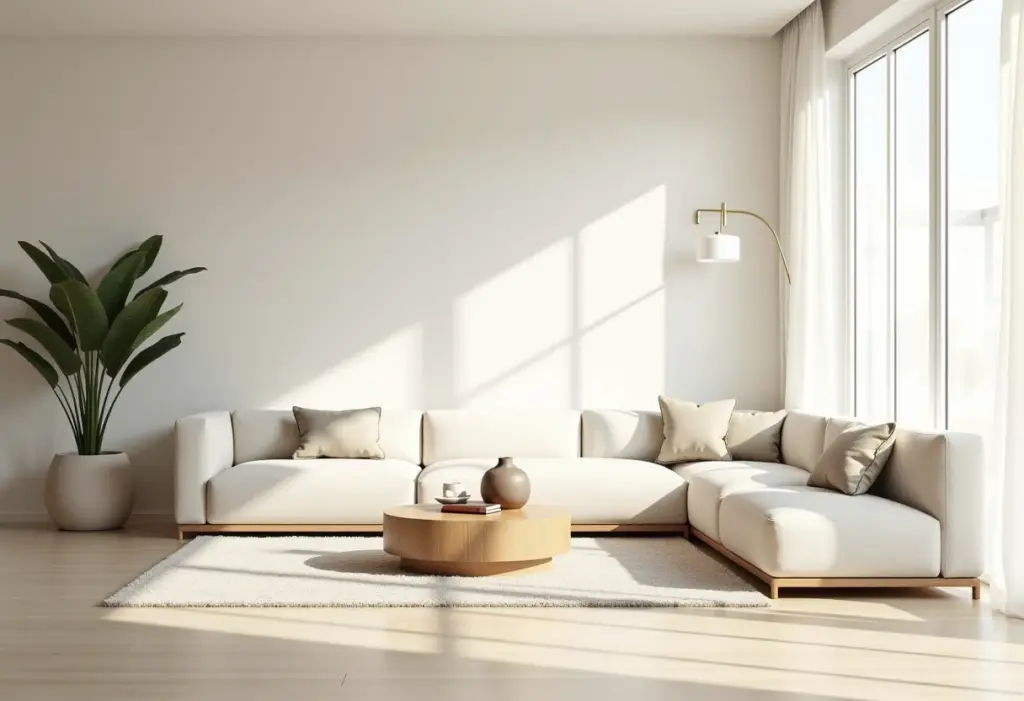 Sala de estar minimalista: o guia definitivo para não errar Sala de estar minimalista com decoração clean e iluminação natural.
