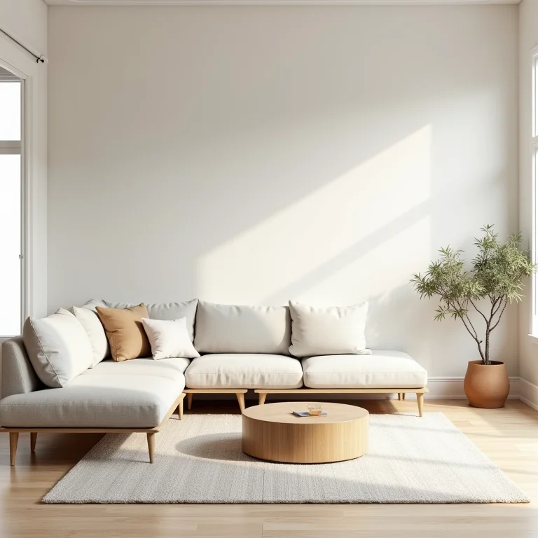 Sala de estar minimalista com design clean e funcional