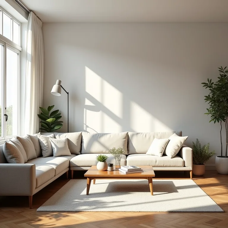 Sala de estar organizada e limpa para o Ano Novo