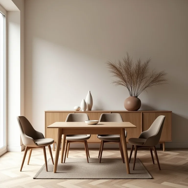 Sala de jantar com mobília desproporcional