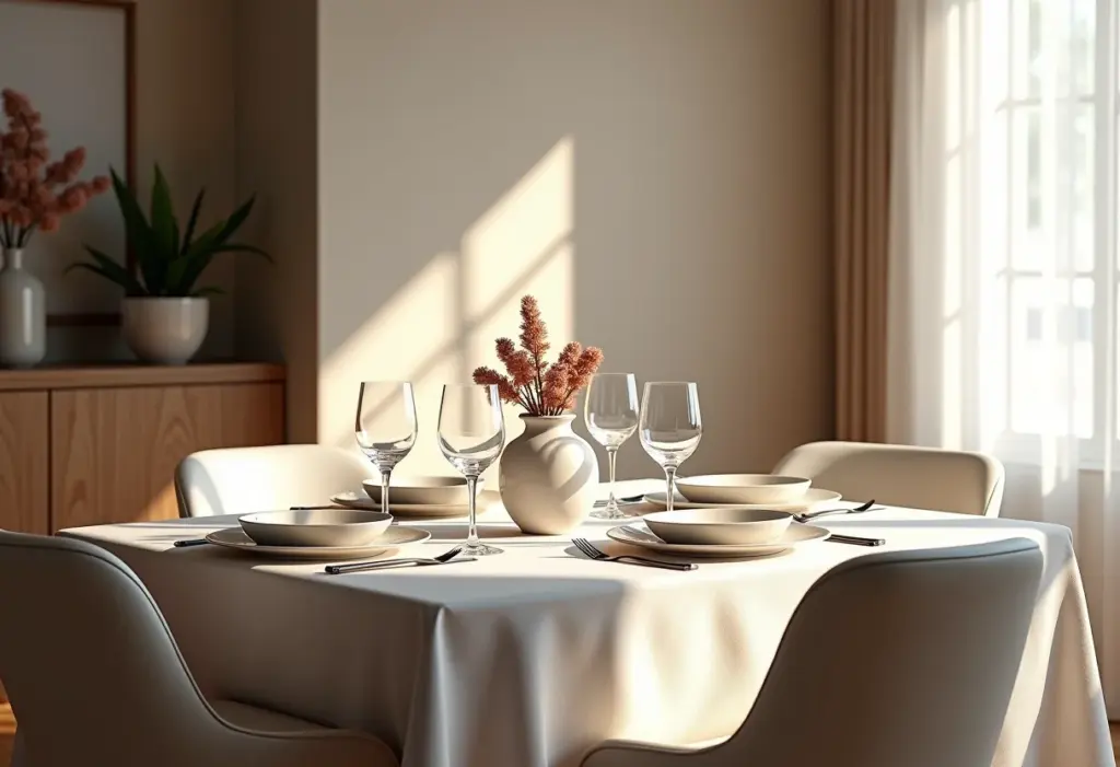 Sala de jantar elegante com mesa posta