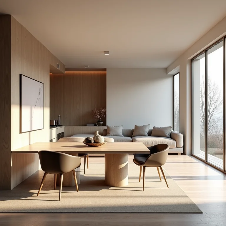 Sala de jantar integrada sem delimitação