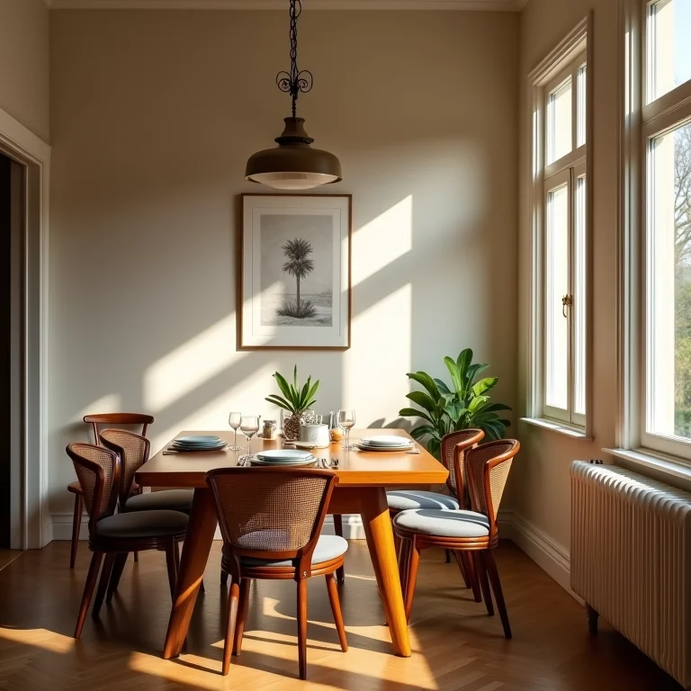 Sala de jantar pequena sem espelhos.