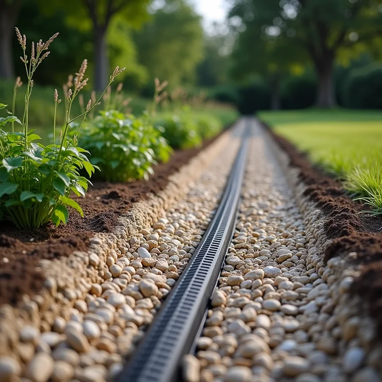 Sistema de drenagem em jardim de inverno.