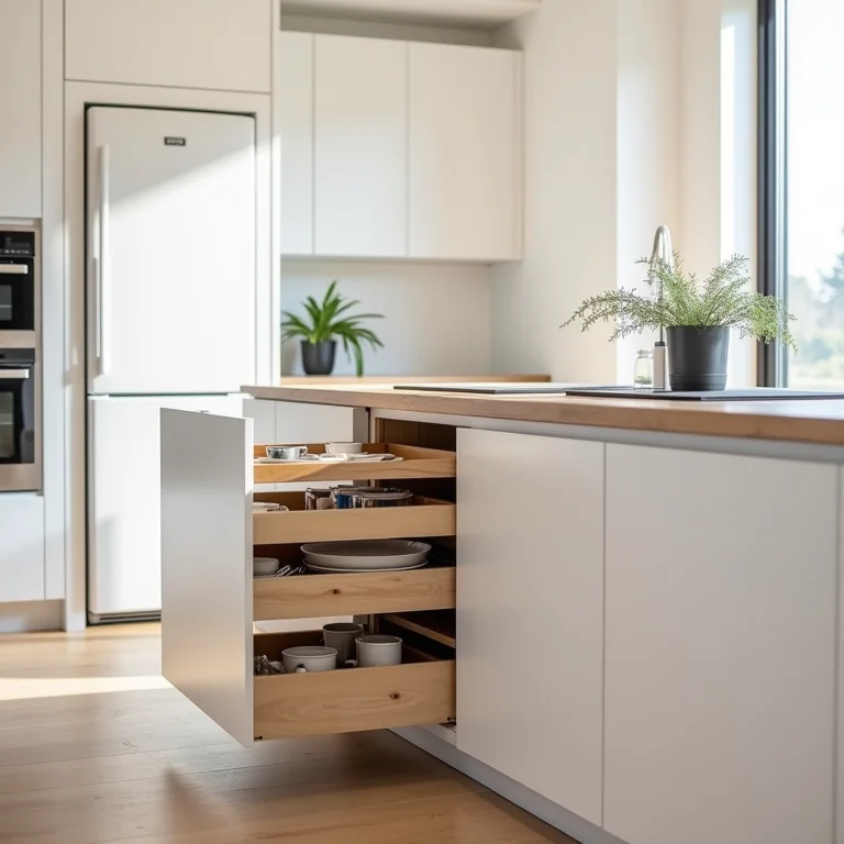 Soluções inteligentes de armazenamento na cozinha com península