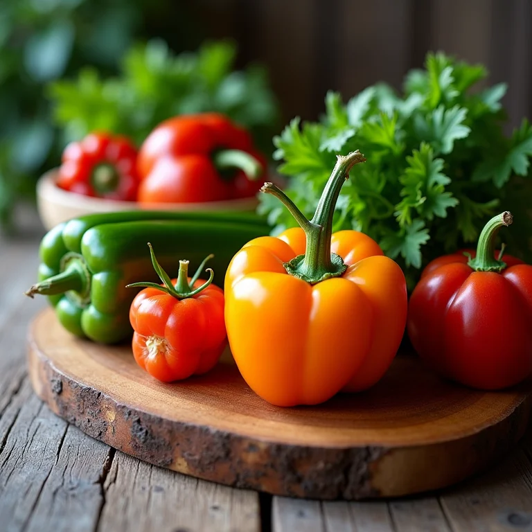 Tábua de madeira sustentável com vegetais orgânicos.