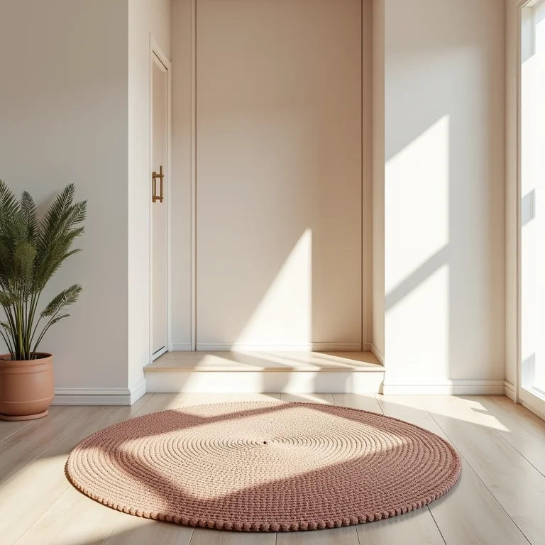 Tapete de crochê oval em um corredor