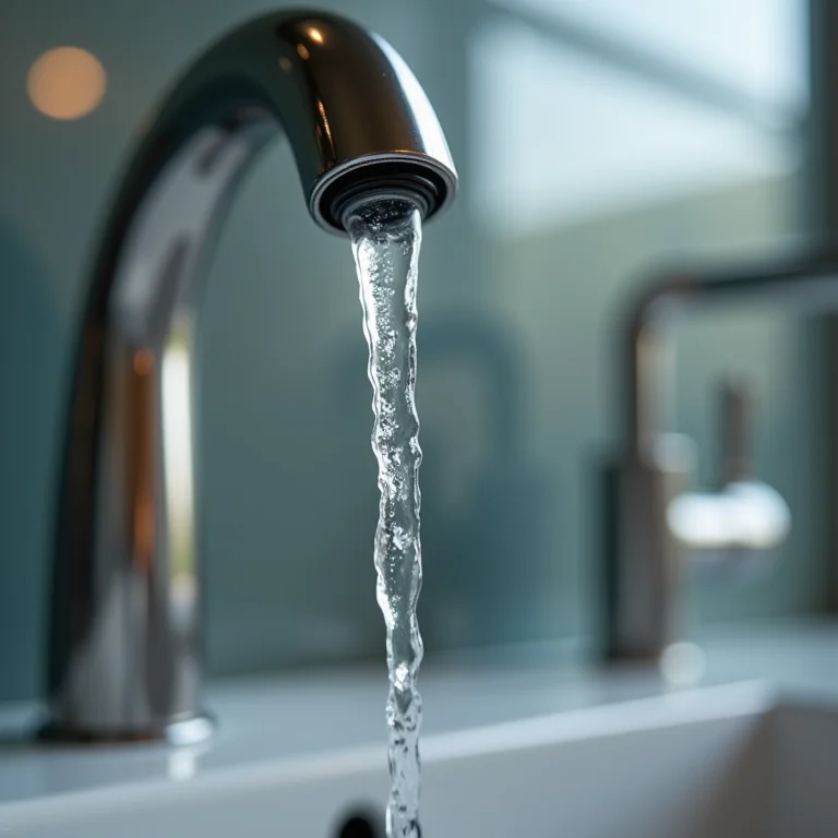 Torneira de aço inoxidável em close-up