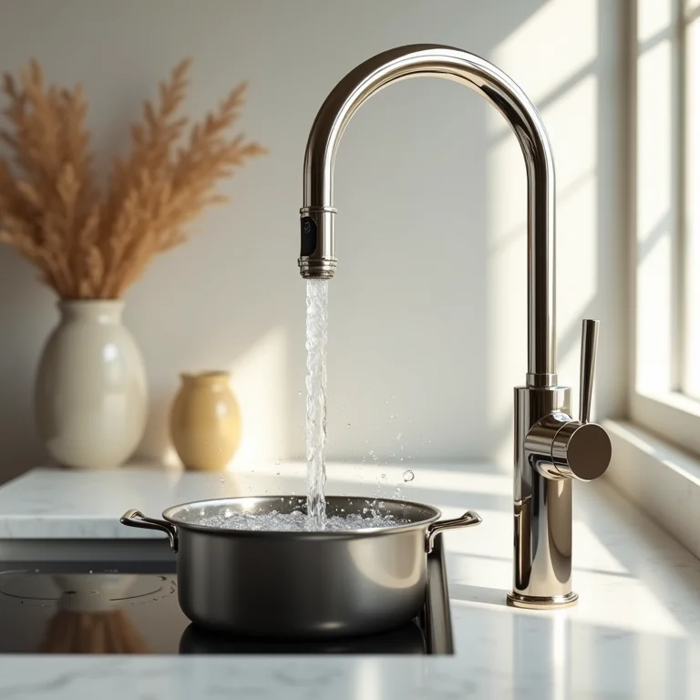 Torneira gourmet demonstrando versatilidade com diferentes recipientes