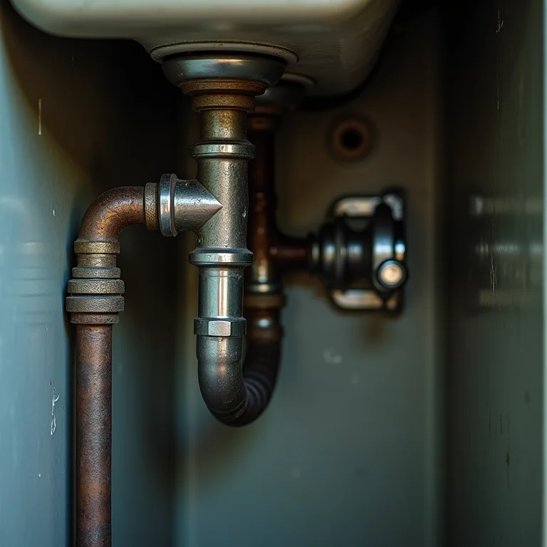 Tubulação do banheiro exposta