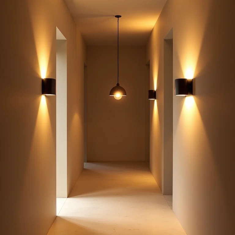 Variedade de luminárias modernas para corredores.