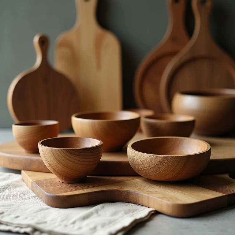 Variedade de texturas e acabamentos de madeira para cozinhas.