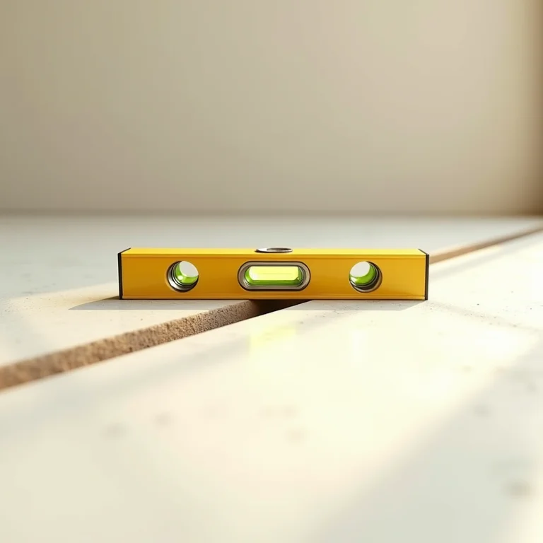 Verificando o nivelamento do contrapiso.