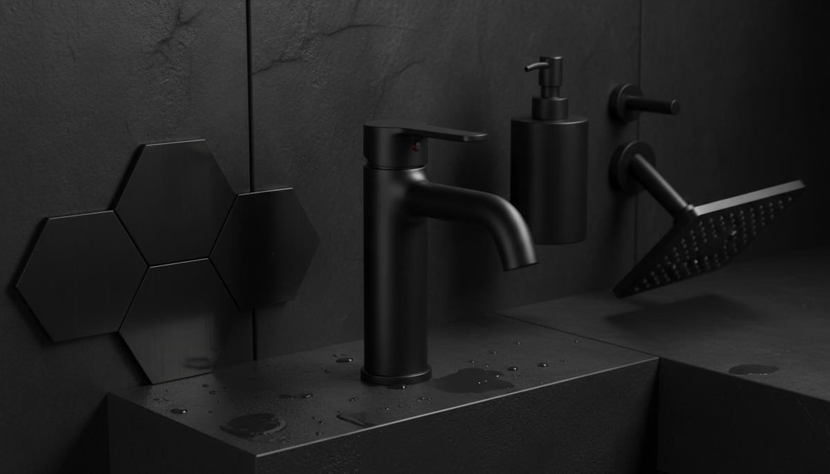 Como combinar acabamentos preto com outros elementos do banheiro